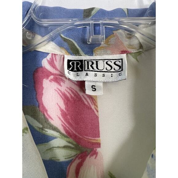 Vintage Sheer Chiffon Blouse Floral Print Boho Garden Button Down S/M - Picture 4 of 11